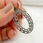 Load image into Gallery viewer, Diamond Sterling Silver Oval Pendant with Flowers and Gemstone
