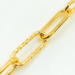 Load image into Gallery viewer, Gold Plated 925 Sterling Silver Smooth & Dimond Cut Link Paperclip Chain