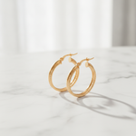 Load image into Gallery viewer, 15850006724. 14K Solid Gold Smooth and Ribbed Hollow Double Hoop Earrings