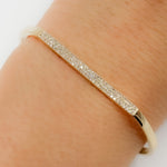 Load image into Gallery viewer, 14K Solid White Gold Diamond Fancy Bangle