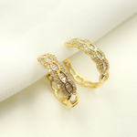Load image into Gallery viewer, EHH56761. 14k Solid Gold & Diamonds Hoops Earrings