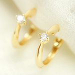 Load image into Gallery viewer, EHB56863. 14k Solid Yellow Gold Diamond Huggie Hoop Earrings