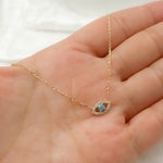 Load image into Gallery viewer, BR402460TQ. 14k Solid Gold Diamond and Gemstone Eye Necklace