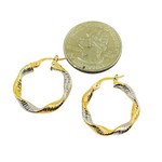 Load image into Gallery viewer, GER32. 14K Solid Gold Twist Round Classic Hollow Hoop Earrings