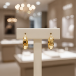 Load image into Gallery viewer, 15850023355. 14K Solid Gold Fancy Round Hollow Hoop Earrings