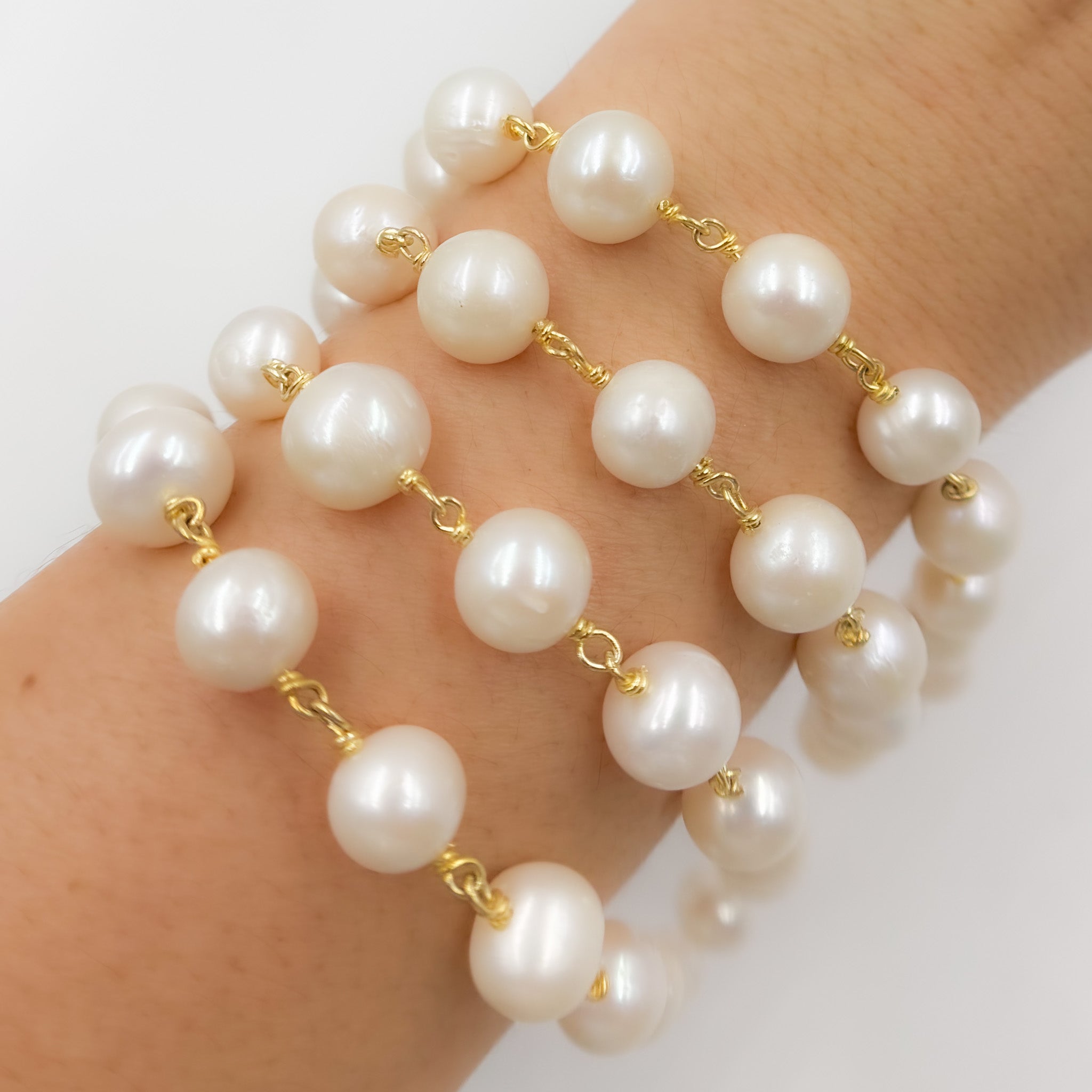 Gold Plated Wire Freshwater Pearl Chain