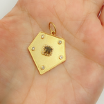 Load image into Gallery viewer, CGDP40. 14K Solid Gold Shield Charm with Diamonds
