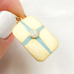 Load image into Gallery viewer, Silver Rectangle Pendant with Gemstones