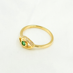 Load image into Gallery viewer, 14k Solid Gold Diamond and Emerald Eye Ring.