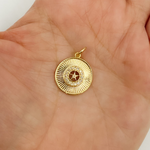 Load image into Gallery viewer, GDP01. 14K Solid Gold with Diamonds Circle Shape Charm with Star in the Center