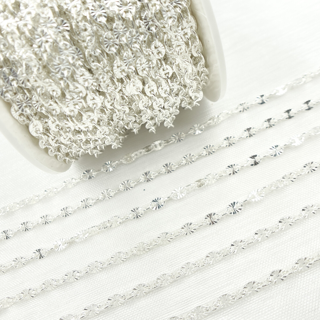 V90SS. 925 Sterling Silver Diamond Cut Marina Chain