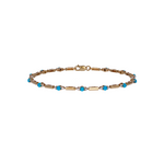 Load image into Gallery viewer, BFG61255TQ. 14K Solid Gold Diamond and Turquoise Fancy Bracelet