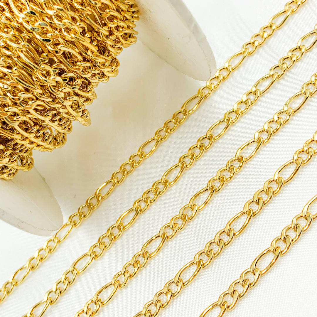 Y60GP. Gold Plated 925 Sterling Silver Hollow Figaro Chain