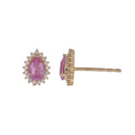 Load image into Gallery viewer, CE96380PS6X4. 14K Solid Gold Pink Sapphire and Diamond Drop Stud Earrings