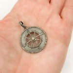 Load image into Gallery viewer, Diamond Sterling Silver Round Compass Pendant