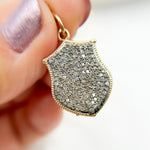 Load image into Gallery viewer, 14k Solid Gold and Sterling Silver Black Rhodium Diamond Shield Charm. KSG58