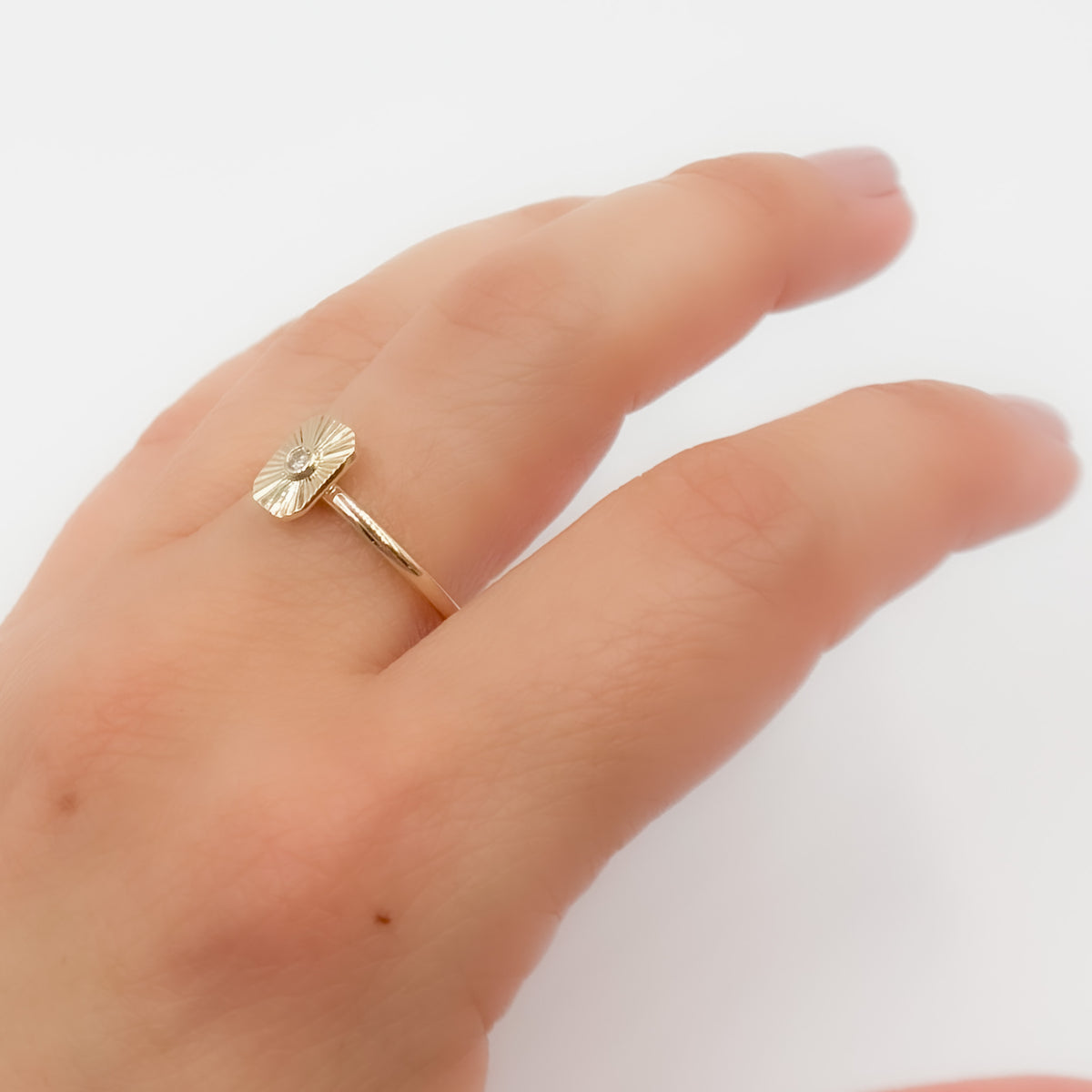 Buy 14K Yellow Gold Rectangle Diamond Ring