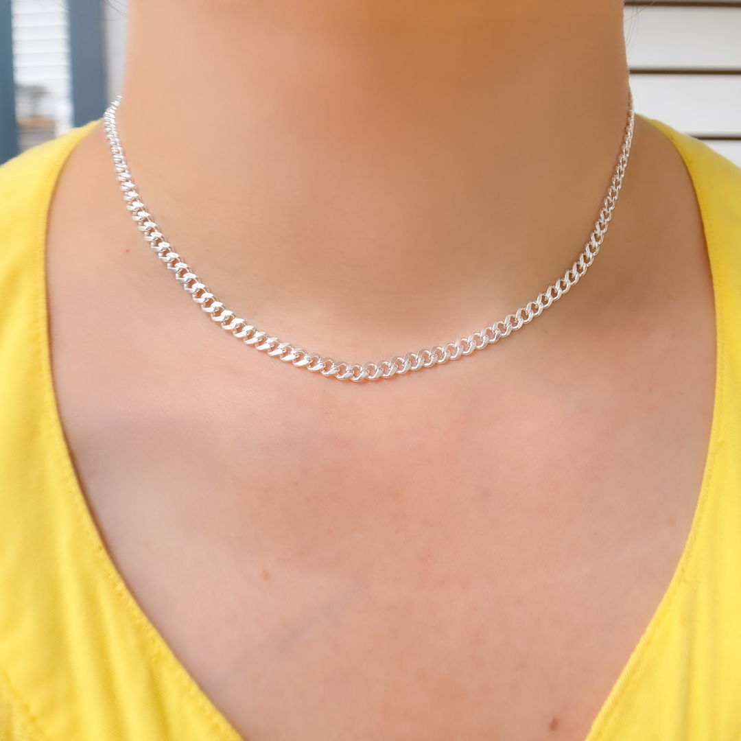 Buy Sterling Silver Curb Monaco Necklace