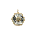 Load image into Gallery viewer, 14k Solid Gold Diamond and Sterling Silver Black Rhodium Hexagonal Charm. KSG32