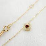 Load image into Gallery viewer, 14K Solid Gold Flower Solitaire Tiny Necklace