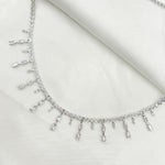 Load image into Gallery viewer, NFT71052. 14K Solid White Gold Diamond Dangle Bars Necklace