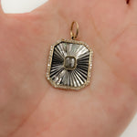 Load image into Gallery viewer, Gold and Sterling Silver Black Rhodium Diamonds Square Charm
