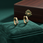 Load image into Gallery viewer, EHA57622. 14k Solid Gold Diamond Flower Stud Earrings