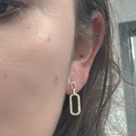 Load image into Gallery viewer, EFG52674. 14k Solid Gold Diamond Paperclip Dangle Earrings
