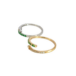 Load image into Gallery viewer, 14K Solid Gold Double Band Diamond and Emerald Ring
