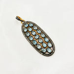 Load image into Gallery viewer, DSP054. Diamond Silver Long Oval Gemstone Pendant