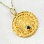 Load image into Gallery viewer, 14K Solid Gold Gemstone Circle Charm. GDP303