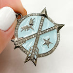 Load image into Gallery viewer, Shop Now Diamond Sterling Silver Round Arrow Enamel Pendant