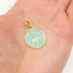 Load image into Gallery viewer, Sterling Silver Round Taurus Zodiac Enamel Pendant