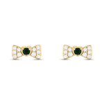 Load image into Gallery viewer, 14K Solid Gold Diamond and Gemstone Coquette Bow Studs