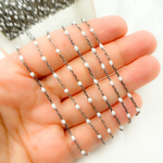 Load image into Gallery viewer, Oxidized Sterling Silver Enamel White Color Cable Chain