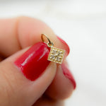 Load image into Gallery viewer, GDP512. 14k Solid Gold Diamond Square Charm