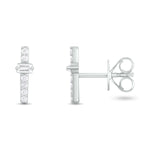Load image into Gallery viewer, ER421149. 14K Solid Gold Diamond Bar Studs