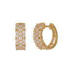 Load image into Gallery viewer, EHJ57615. 14K Solid Yellow Gold Diamond Hoop Earrings
