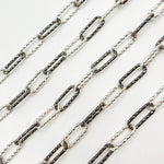 Load image into Gallery viewer, Black Silver Diamond Cut Paperclip Chain