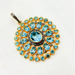 Load image into Gallery viewer, DSP028. Diamond Sterling Silver Round Pendant With Gemstone