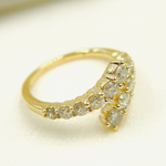 Load image into Gallery viewer, 14K Solid Gold Diamond Double Line Ring.