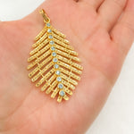 Load image into Gallery viewer, DP514. Diamond Sterling Silver Leaf Pendant with Gemstone