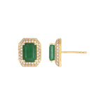 Load image into Gallery viewer, CE97162EM7X5. 14K Solid Gold Diamonds and Emerald Square Stud Earrings