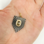 Load image into Gallery viewer, 14k Solid Gold Sterling Silver Black Rhodium with Diamonds Pentagon Charm. KSG22