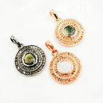 Load image into Gallery viewer, DP029. Diamond Sterling Silver Round Pendant with Gemstone