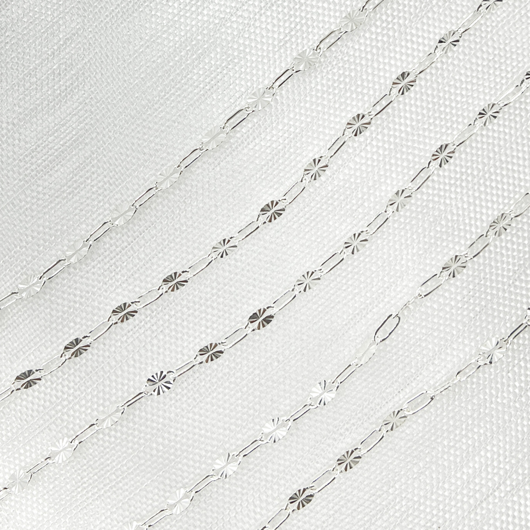 Sterling Silver Diamond Cut Marina & Round Cable Link