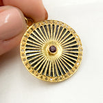 Load image into Gallery viewer, Sterling Silver Round Enamel Pendant with Gemstone