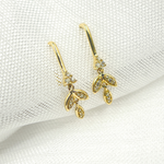 Load image into Gallery viewer, EFB51706. 14k Solid Yellow Gold Diamond Dangle Leaves Earrings