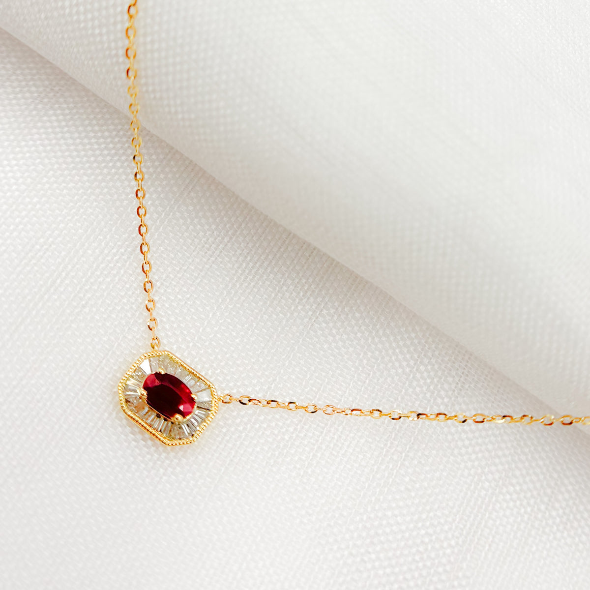 Shop Now 14K Solid Gold Octagon Fancy Tiny Necklace