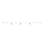 Load image into Gallery viewer, BFE60932TQ. 14K Solid Gold Diamond and Turquoise Dangle Rectangles and Circles Bracelet